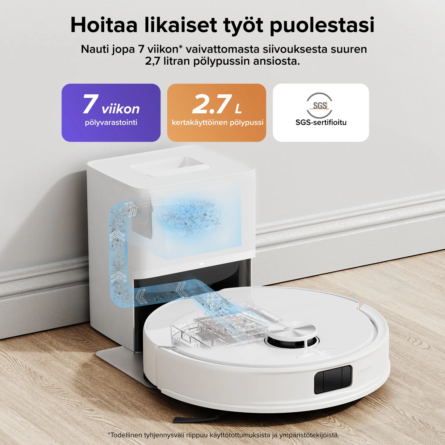 Roborock Q10 S5+ -robotti-imuri ja moppi VibraRise 2.0 sekä automaattisella tyhjennysasemalla - Image 10