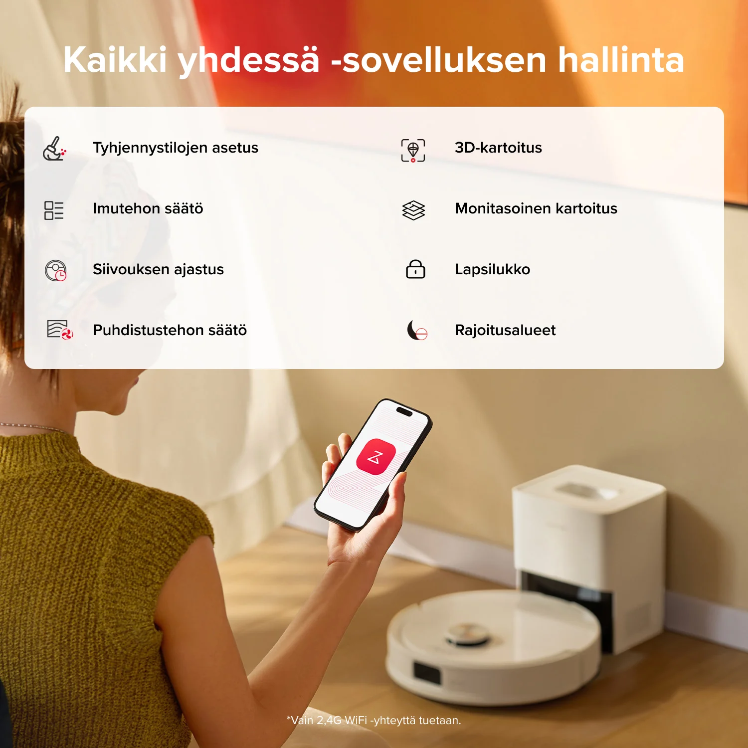 Roborock Q10 S5+ -robotti-imuri ja moppi VibraRise 2.0 sekä automaattisella tyhjennysasemalla - Image 18