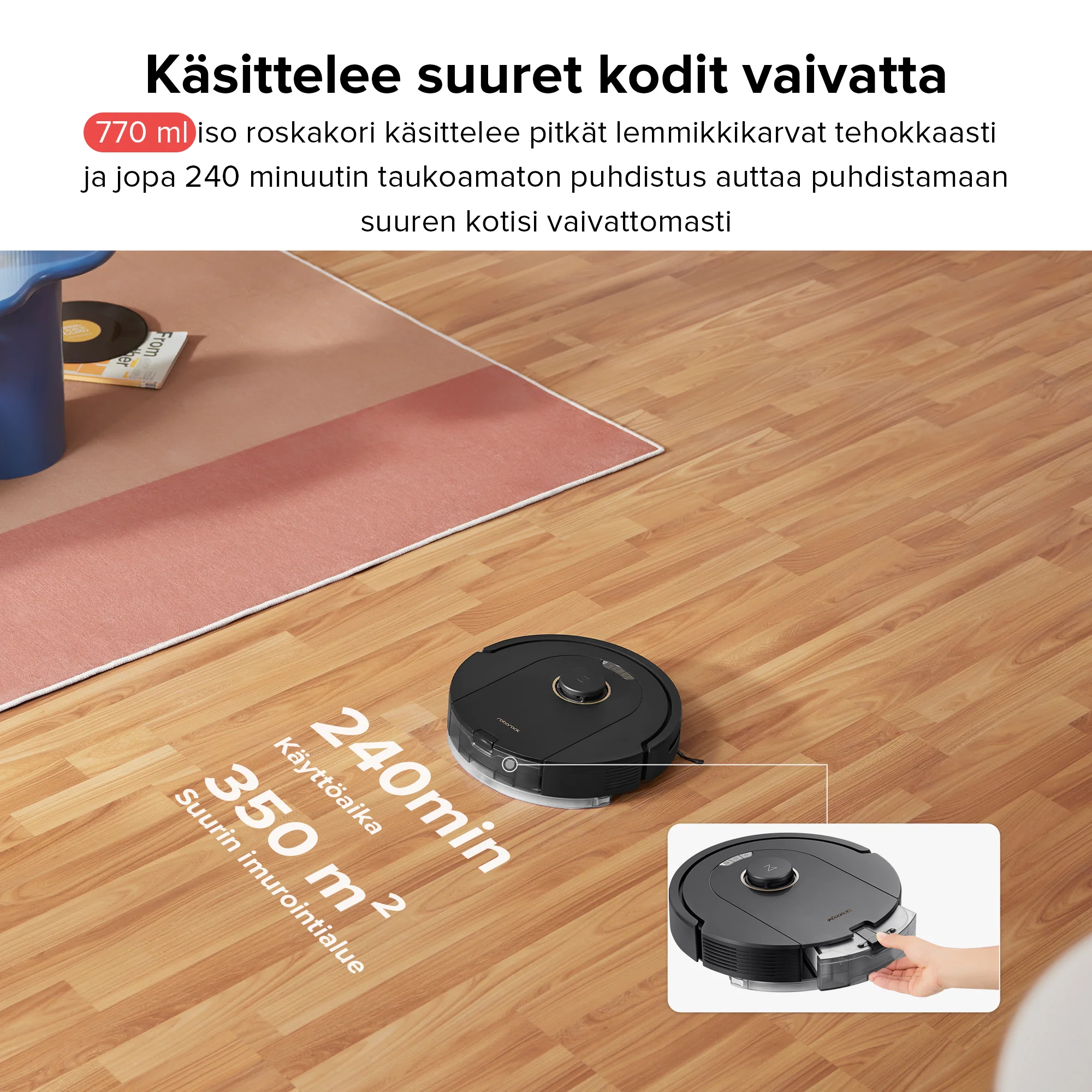 Roborock Q5 Pro+ -robotti-imuri ja -moppi - automaattisesti tyhjennettävällä telakka - Image 7