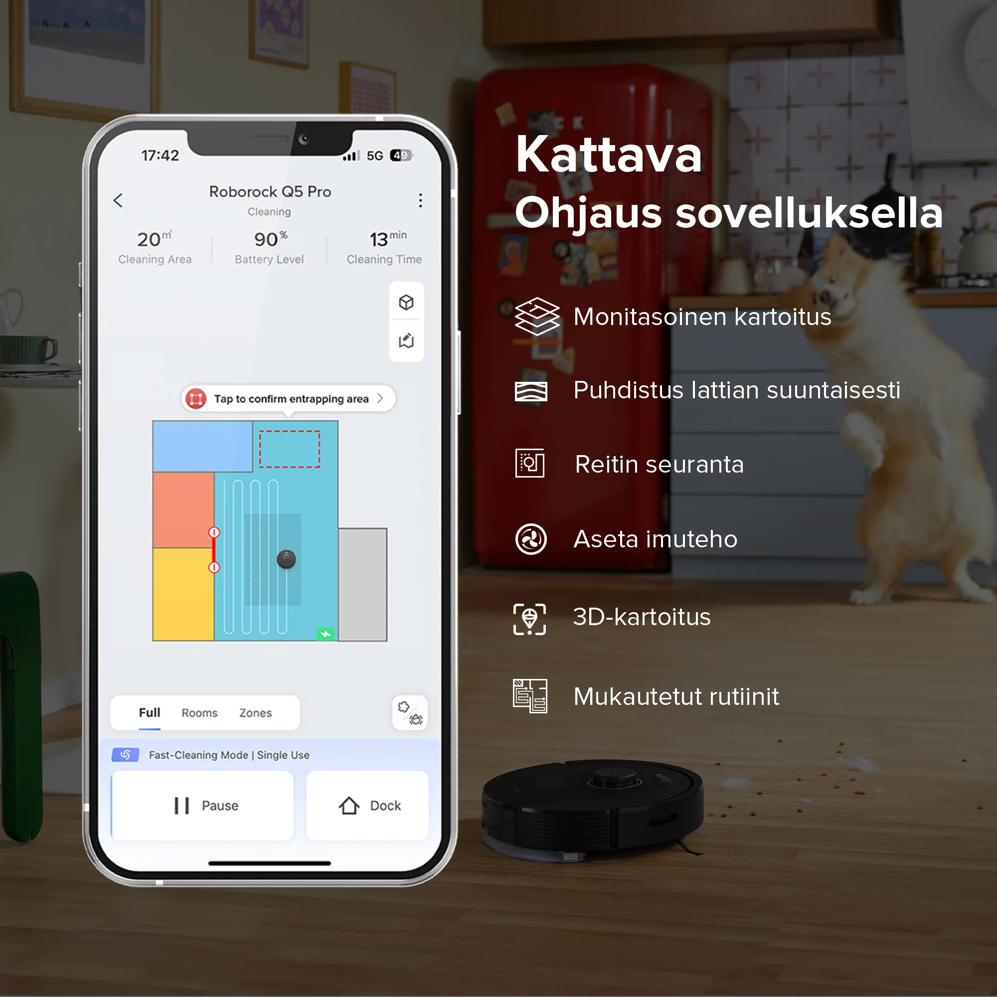 Roborock Q5 Pro+ -robotti-imuri ja -moppi - automaattisesti tyhjennettävällä telakka - Image 8