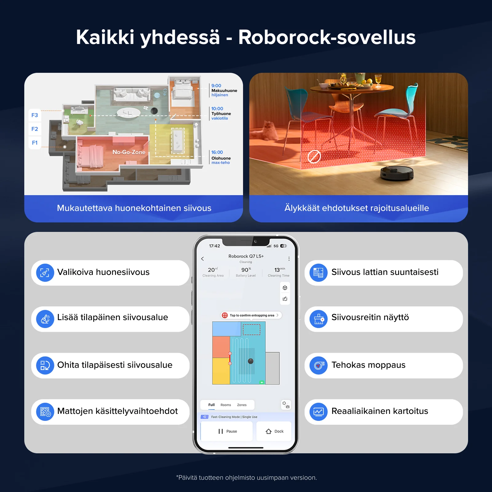 Roborock Q7 L5+ Set, pölynimuri ja moppirobotti, jossa on automaattinen tyhjennysasema ja kaksi lisäpölypussia - Image 16
