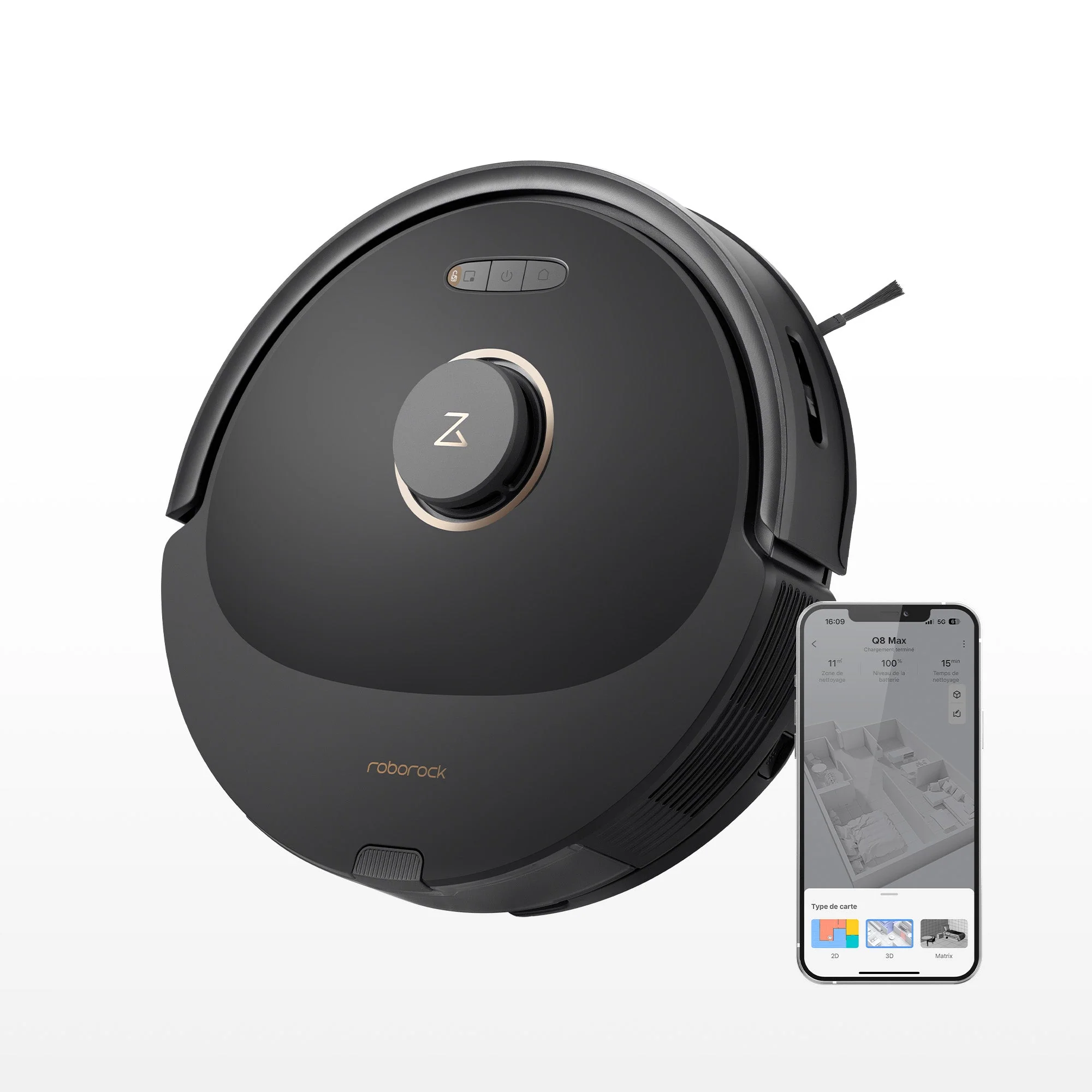Roborock Q8 Max -robotti-imuri ja -moppi - 5500 Pa korkea imuteho