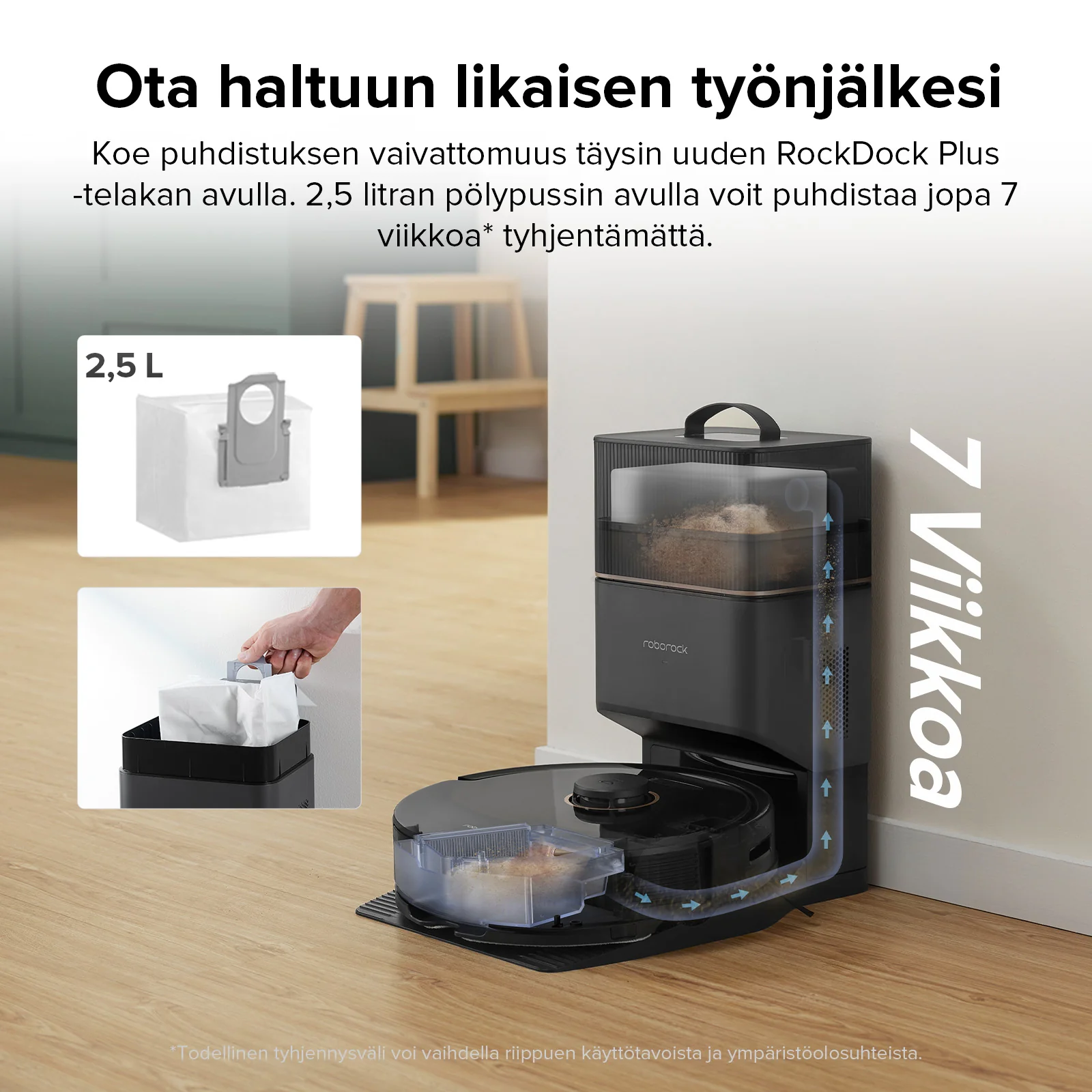 Roborock Q8 Max+ -robotti-imuri ja -moppi - automaattisesti tyhjennettävällä telakka - Image 18