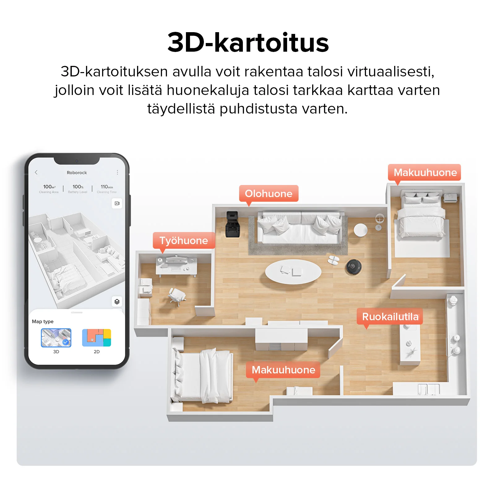 Roborock Q8 Max+ -robotti-imuri ja -moppi - automaattisesti tyhjennettävällä telakka - Image 25
