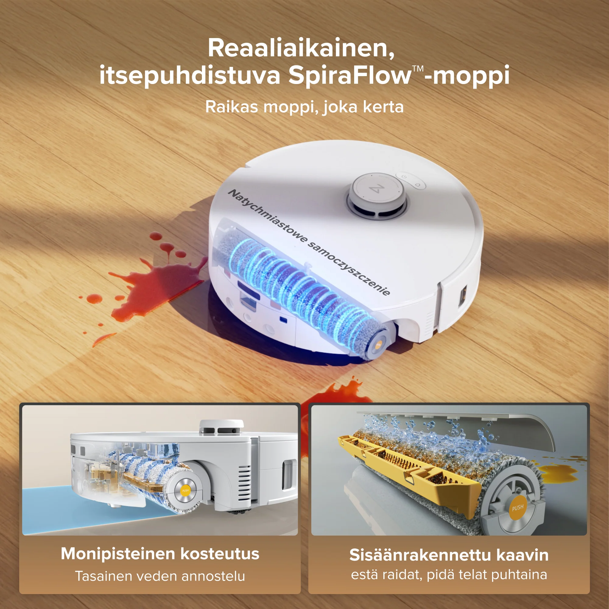 Roborock Qrevo Curv 2 Flow, telamopilla ja monitoimitelakalla varustettu robotti-imuri - Image 5