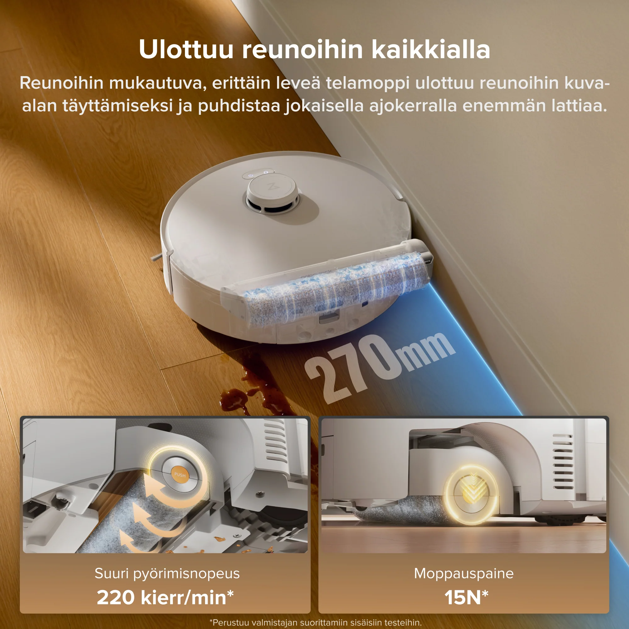 Roborock Qrevo Curv 2 Flow, telamopilla ja monitoimitelakalla varustettu robotti-imuri - Image 7