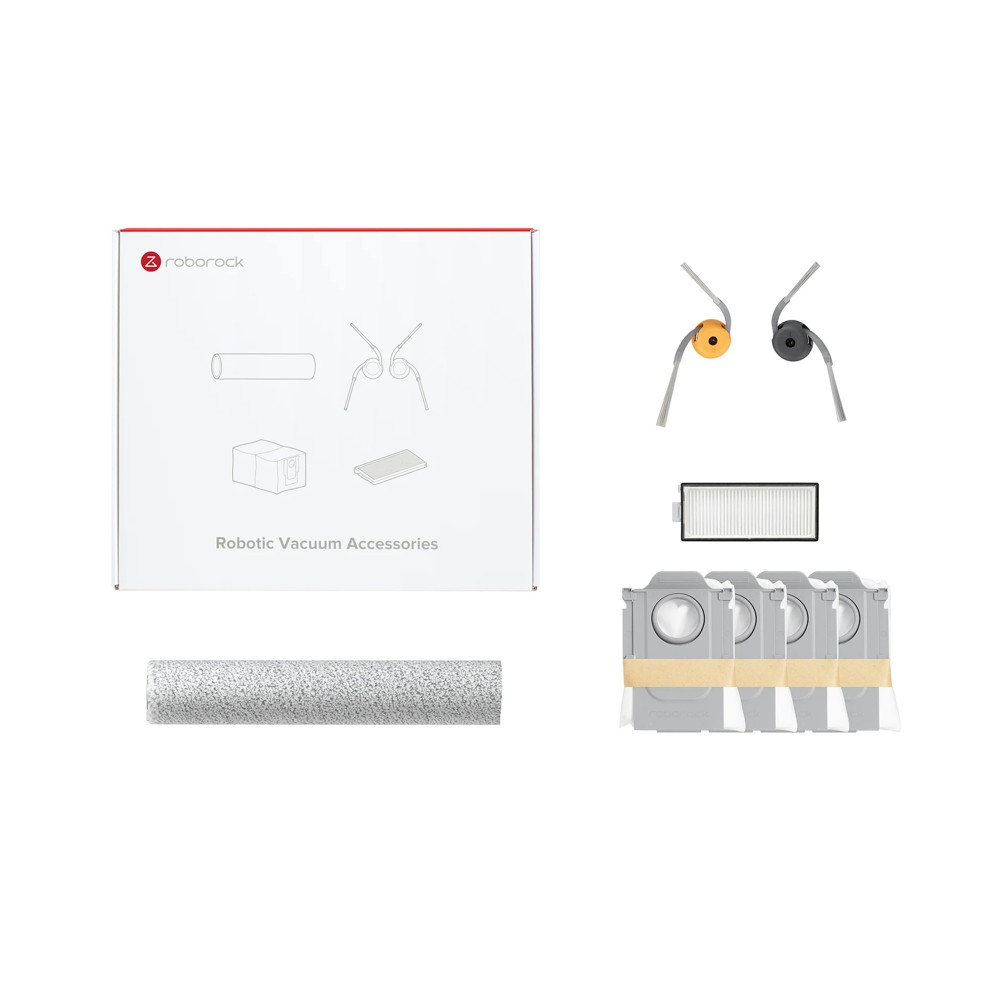 Roborock Qrevo Curv 2 Flow -lisävarustesarja – 4 pölypussia, 1 suodatin, 1 harjarulla ja 2 sivuharjaa - Image 3