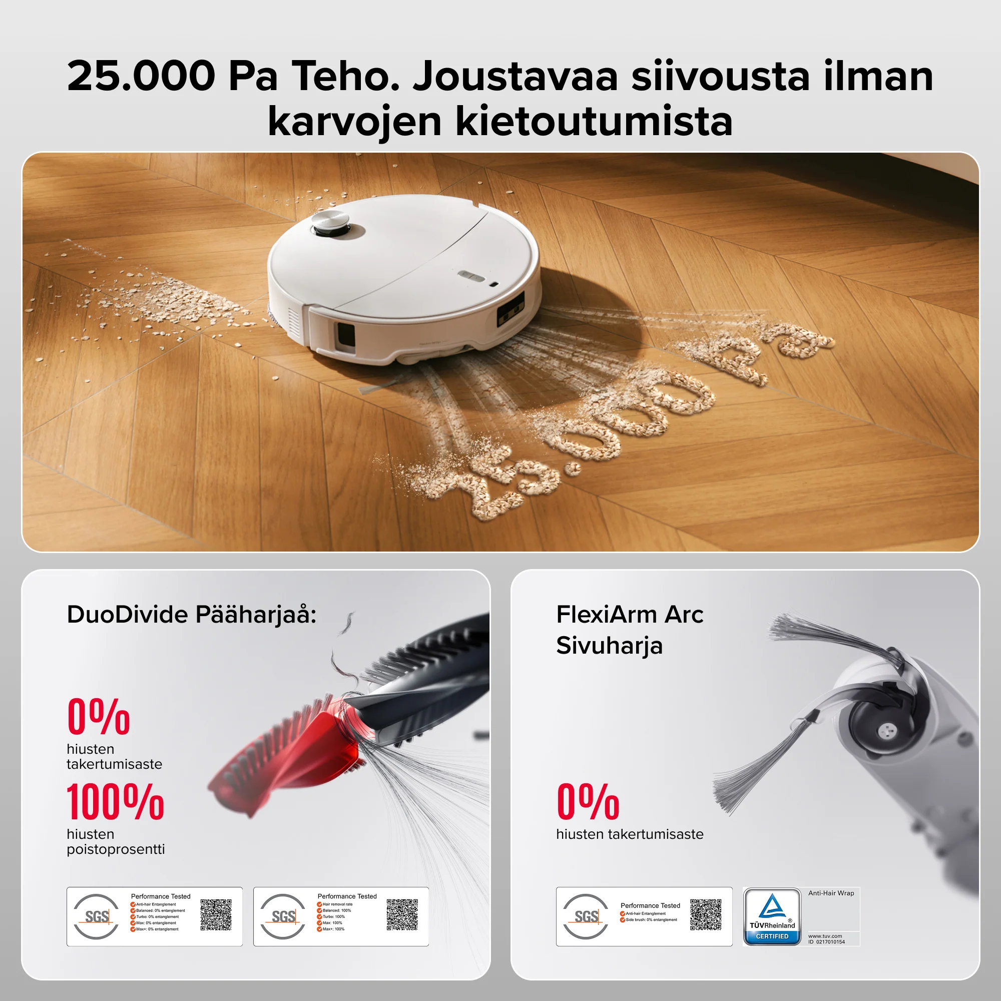 Roborock Qrevo Curv 2 Pro - pölyyn- ja moppirobotti, 25 000 Pa imuteho, 100 °C kuumavesipesu - Image 2