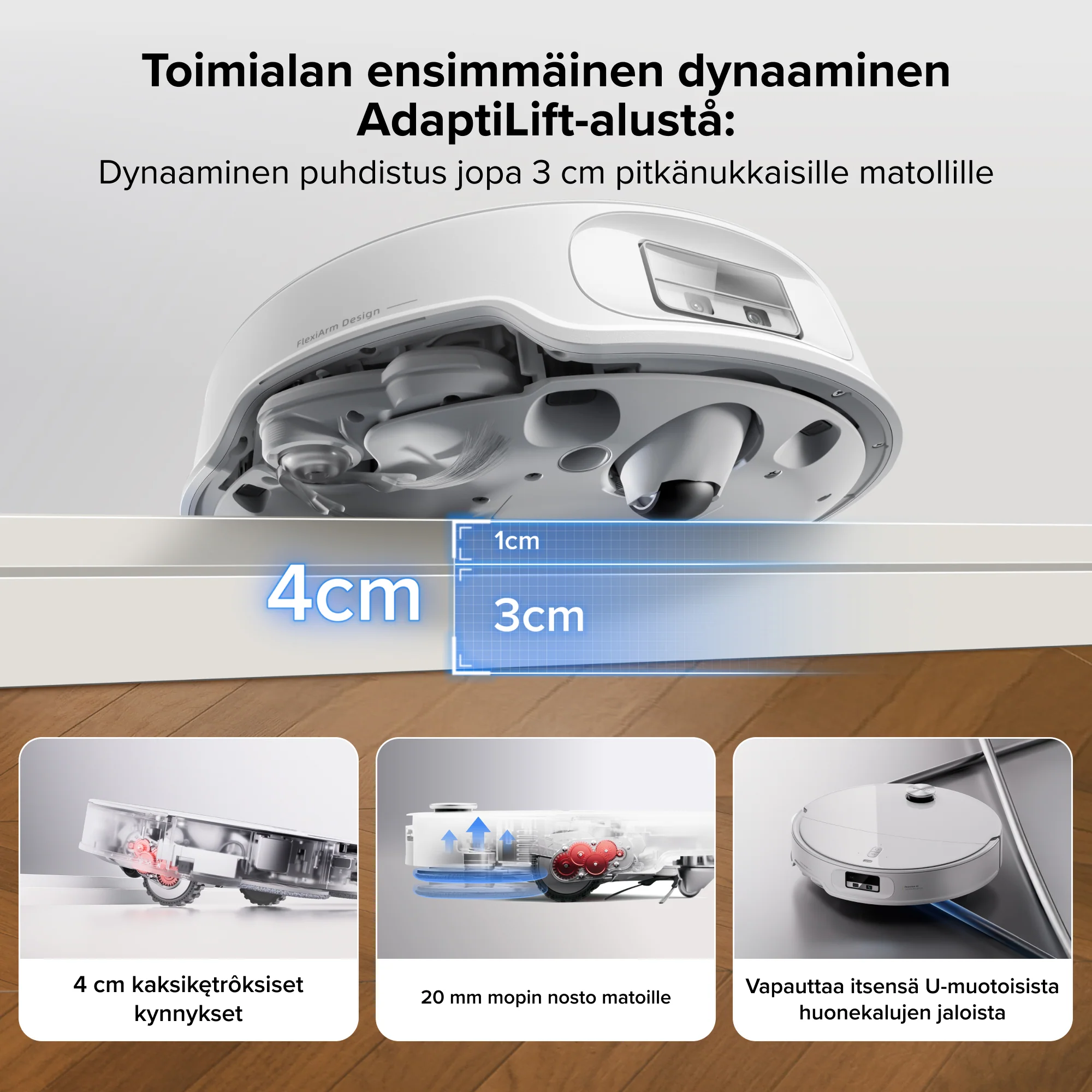 Roborock Qrevo Curv 2 Pro - pölyyn- ja moppirobotti, 25 000 Pa imuteho, 100 °C kuumavesipesu - Image 3