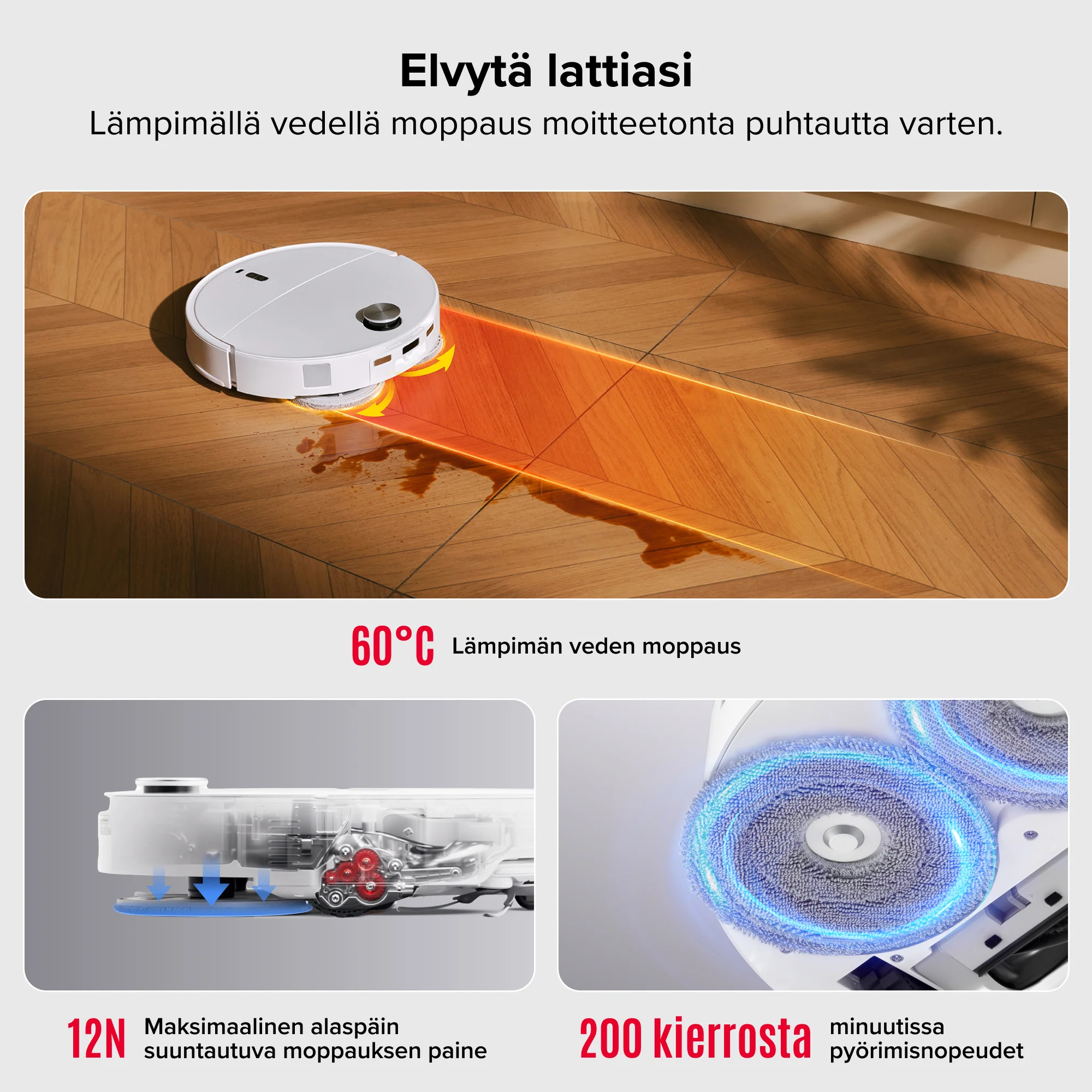 Roborock Qrevo Curv 2 Pro - pölyyn- ja moppirobotti, 25 000 Pa imuteho, 100 °C kuumavesipesu - Image 7
