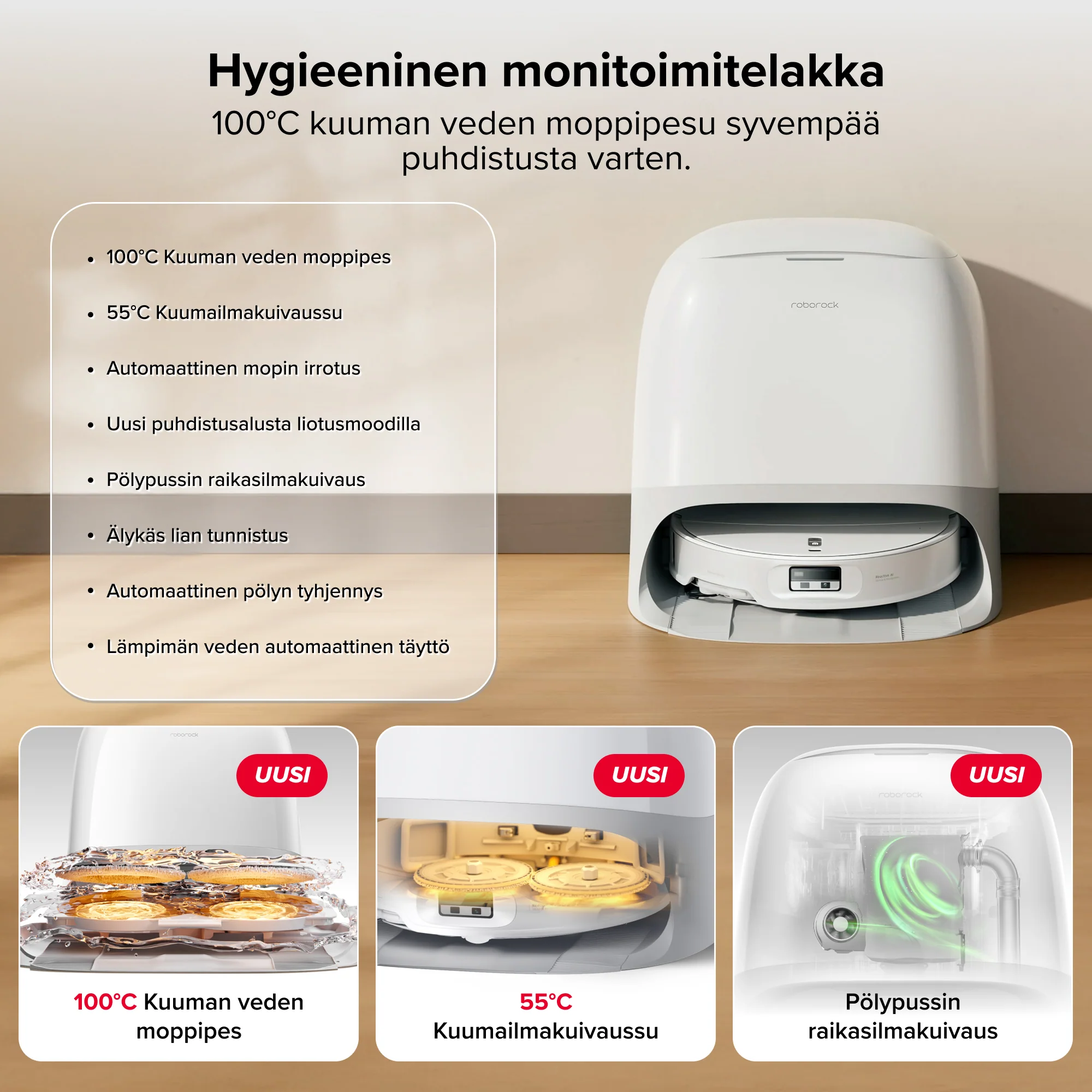 Roborock Qrevo Curv 2 Pro - pölyyn- ja moppirobotti, 25 000 Pa imuteho, 100 °C kuumavesipesu - Image 9