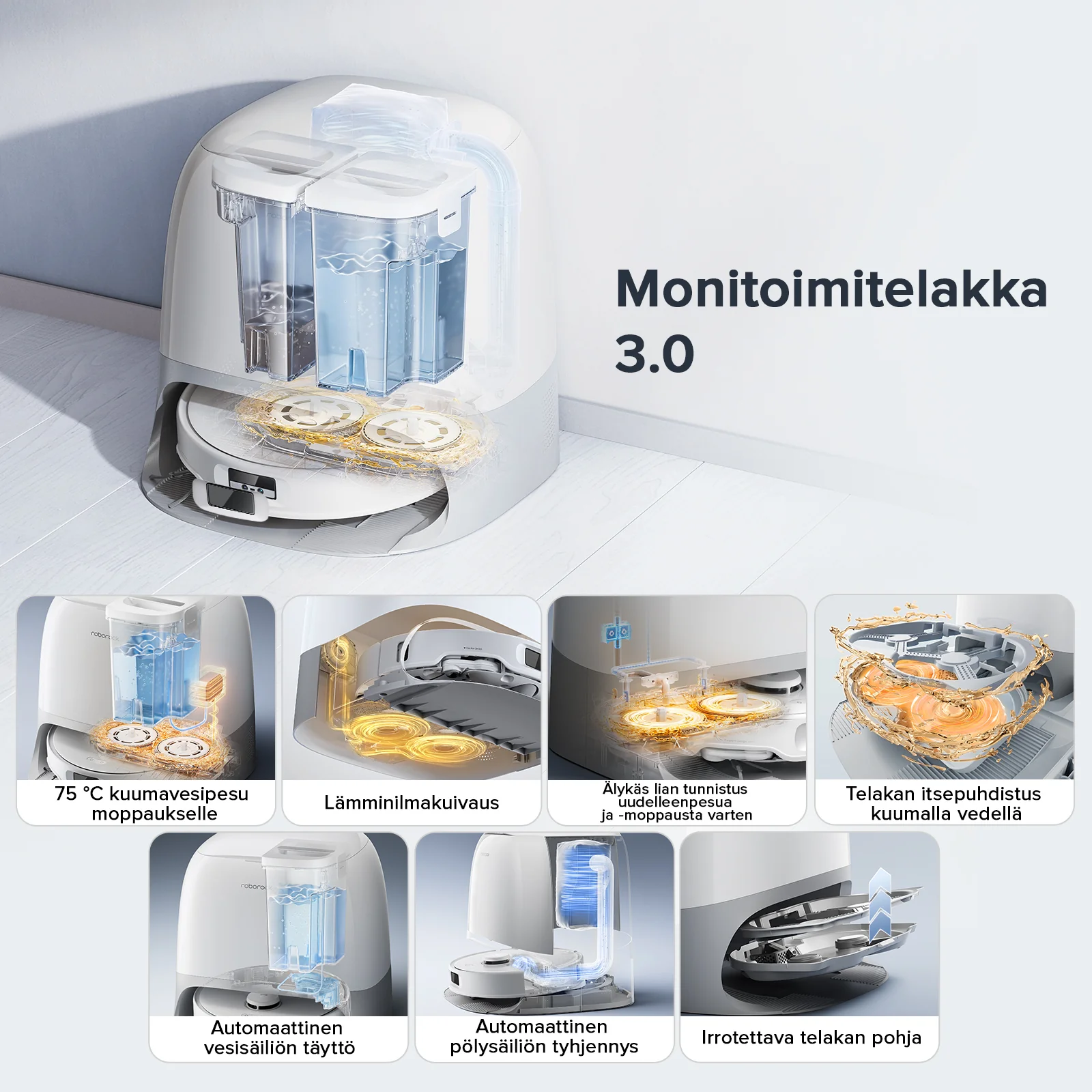 Roborock Qrevo Curv S5X -robotti-imuri tyylikkäällä monitoimitelakalla 3.0 - Image 7