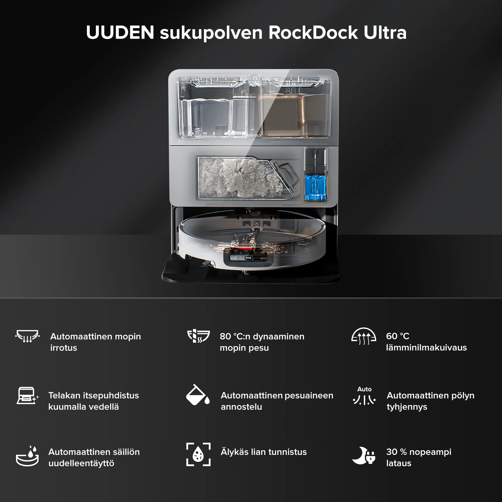 Roborock Saros 10 (Parannettu S8 MaxV Ultra) -robotti-imuri monitoimitelakalla 9-in-1 - Image 14