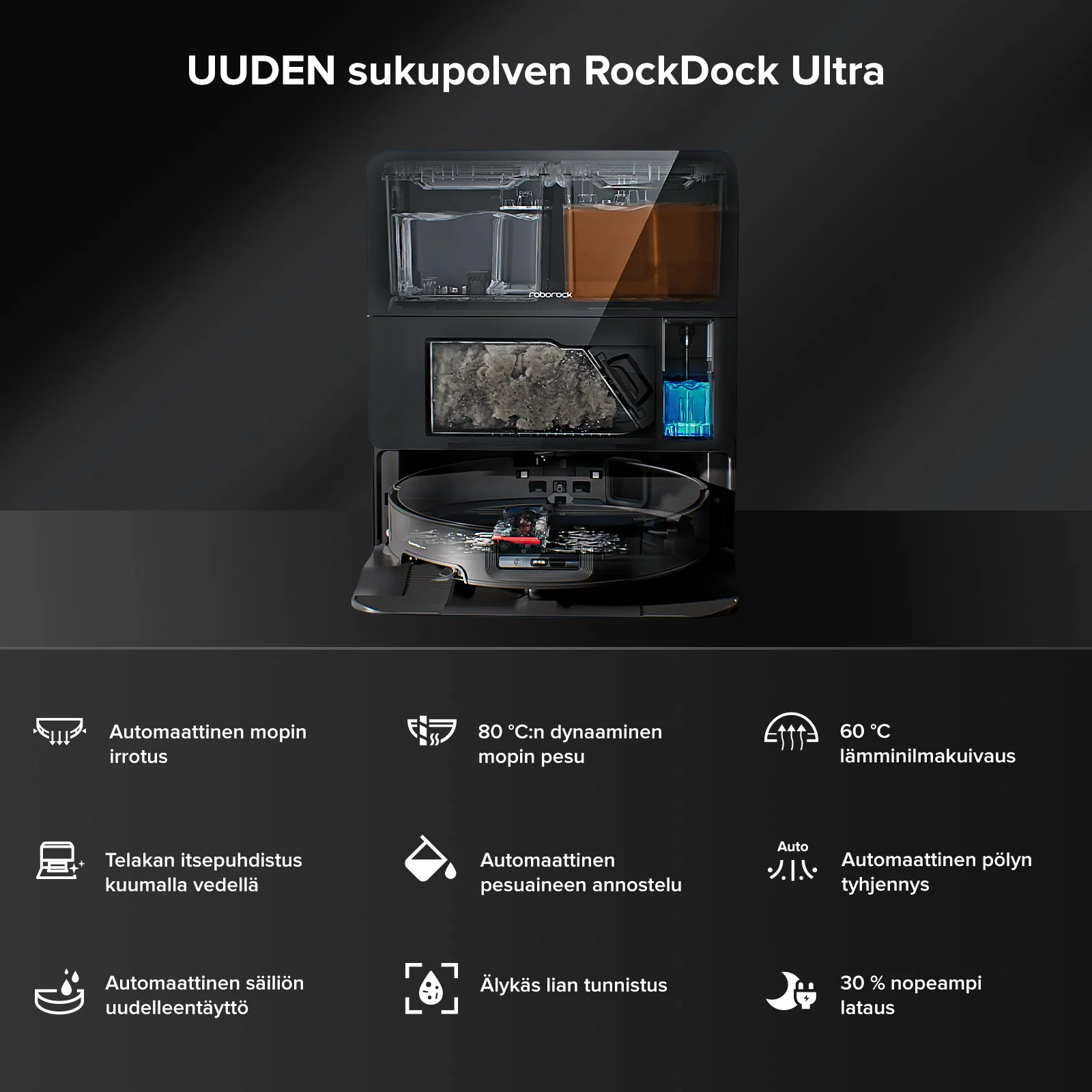 Roborock Saros 10 (Parannettu S8 MaxV Ultra) -robotti-imuri monitoimitelakalla 9-in-1 - Image 5