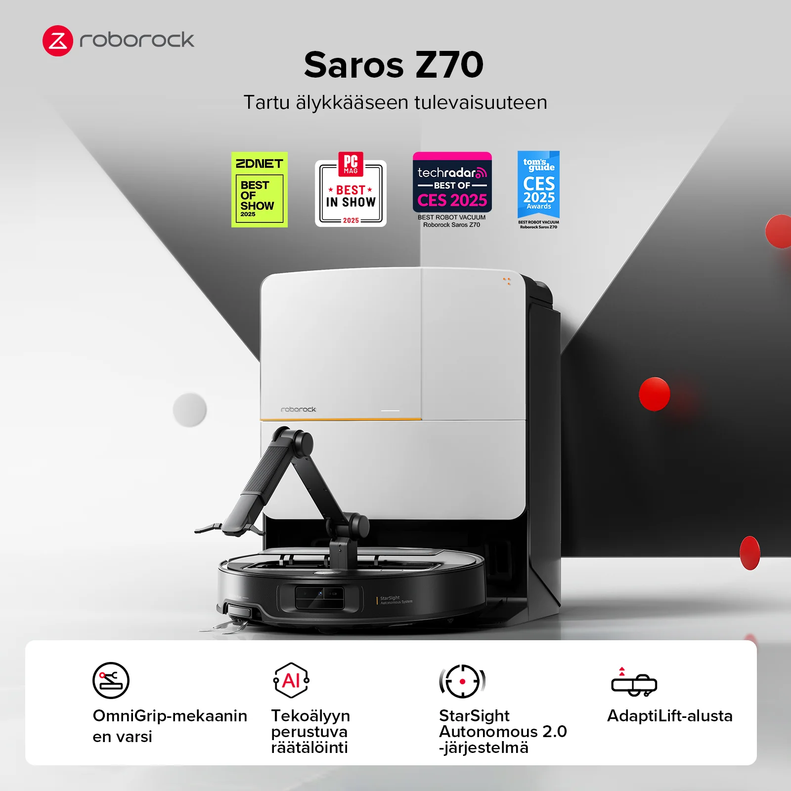 Roborock Saros Z70 -robotti-imuri OmniGrip™-mekaanisella varrella - Image 13